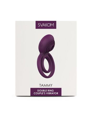 Фиолетовое эрекционное виброкольцо Tammy с подхватом мошонки 